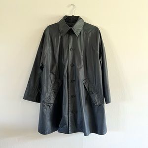 Eskandar Black Swing Coat Waxed Rain Jacket